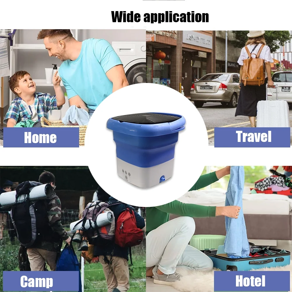 Portable Washing Machine, Foldable Mini Washer and Dryer Combo, Small Foldable Bucket Washer for Baby Clothes, Underwear or Small Items, Apartment, Dorm, Camping, RV Travel laundry