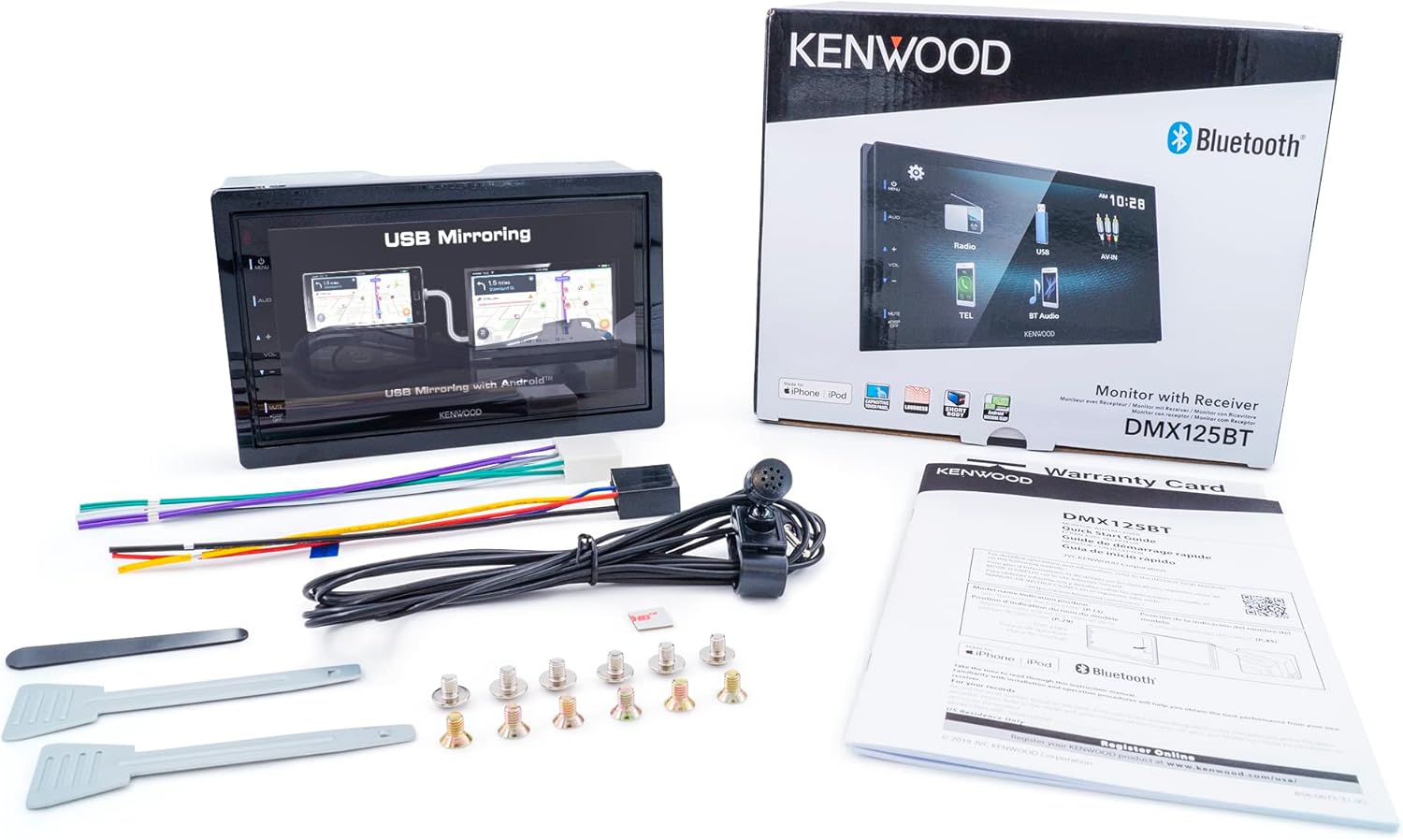 KENWOOD DMX125BT 6.8 Inch LCD Touchscreen Digital Media Car Stereo, Bluetooth Audio and Hands Free Calling, Double Din, USB, Rear Camera Input, AM/FM Radio