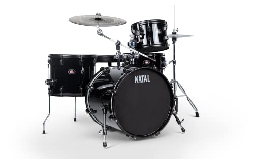 Natal K-DNB-F18-BKS DNA Series Stealth 4-Piece Drum Set Complete with Hardware, Low Volume Cymbals & Throne - Black