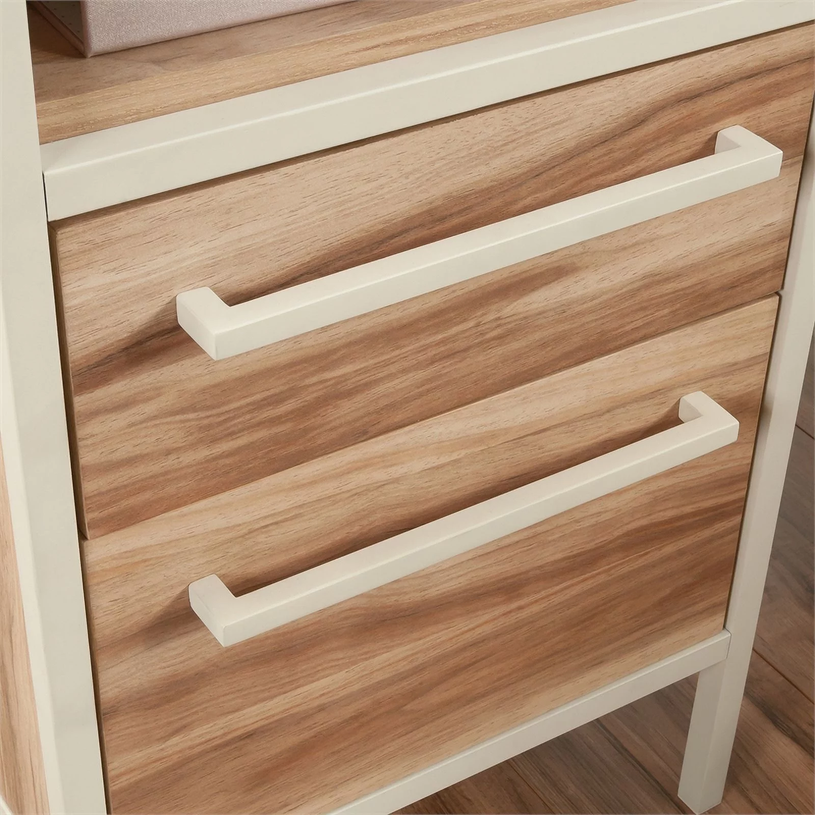 Pemberly Row Engineered Wood L-Desk in Kiln Acacia / Brown Finish