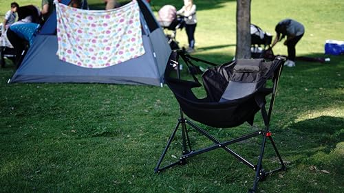 CDEN Hammock Chair, Swinging Camping Chairs, Rocking Chairs for Outdoors, Heavy Duty, Cup Holder, Side Pocket (1 Pack)