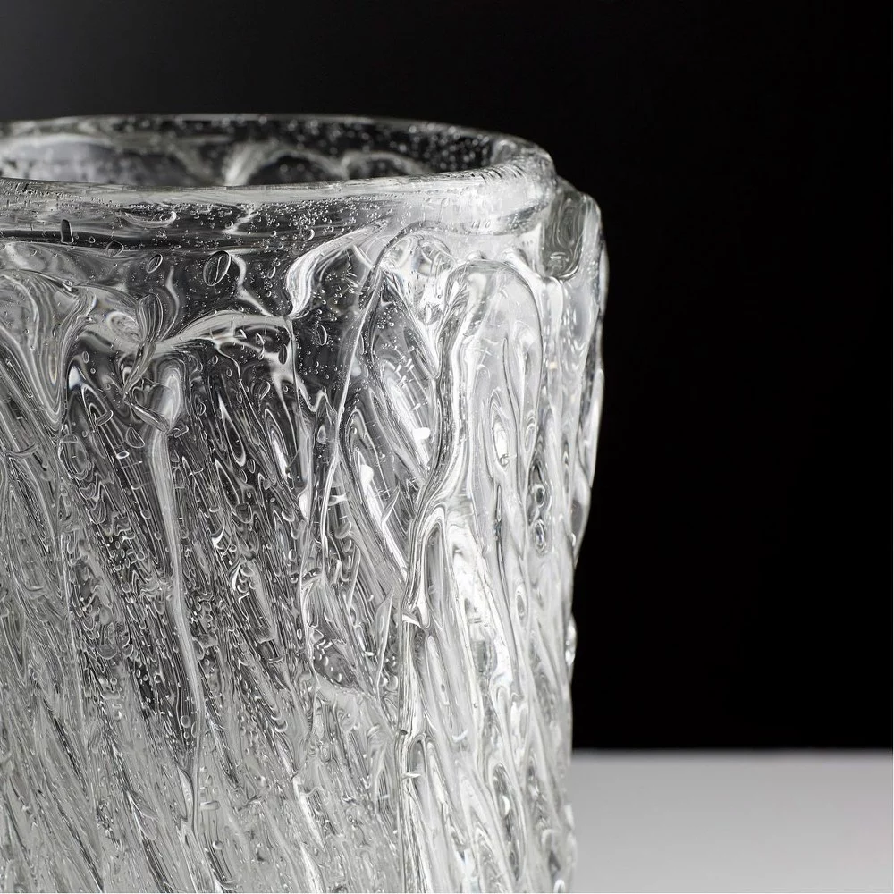 CYAN DESIGN Vase Mid-Century Modern Clear Amber Blue Champagne Glass