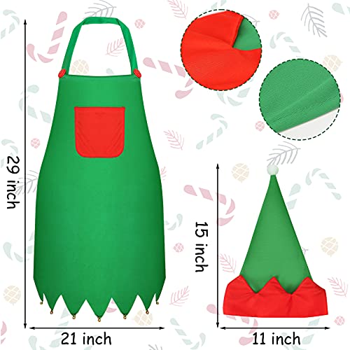 LOVEINUSA Christmas Elf Apron and Hat Set, Santa Aprons Hats Cosplay for Christmas Party Costume Supplies
