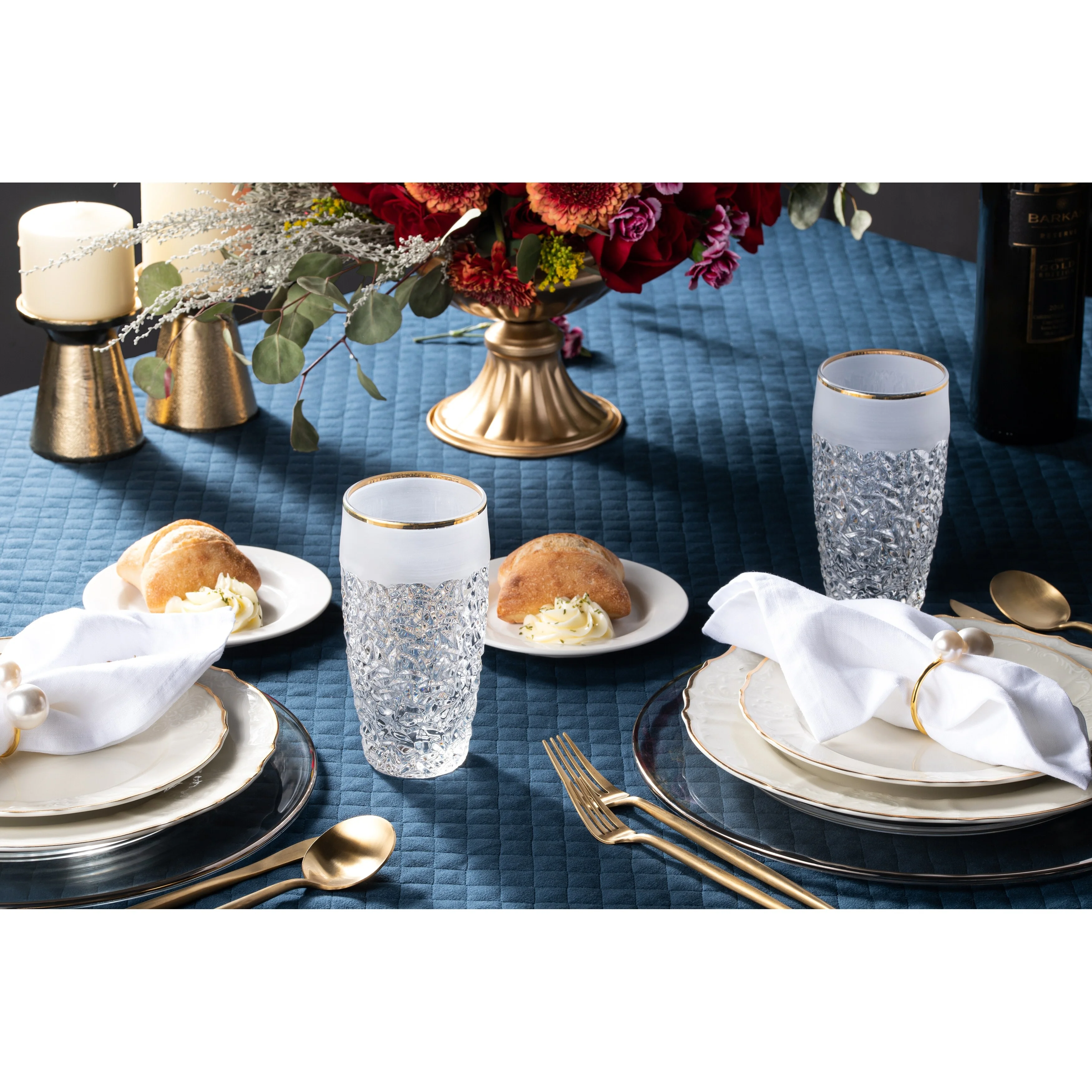 Majestic Gifts Inc. Majestic Gifts In European Crystal Highball Tumbler-S/6-16oz-gold rim