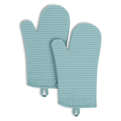 KITCHENAID Ribbed Soft Silicone Oven Mitt 2-Pack Set, 7.5