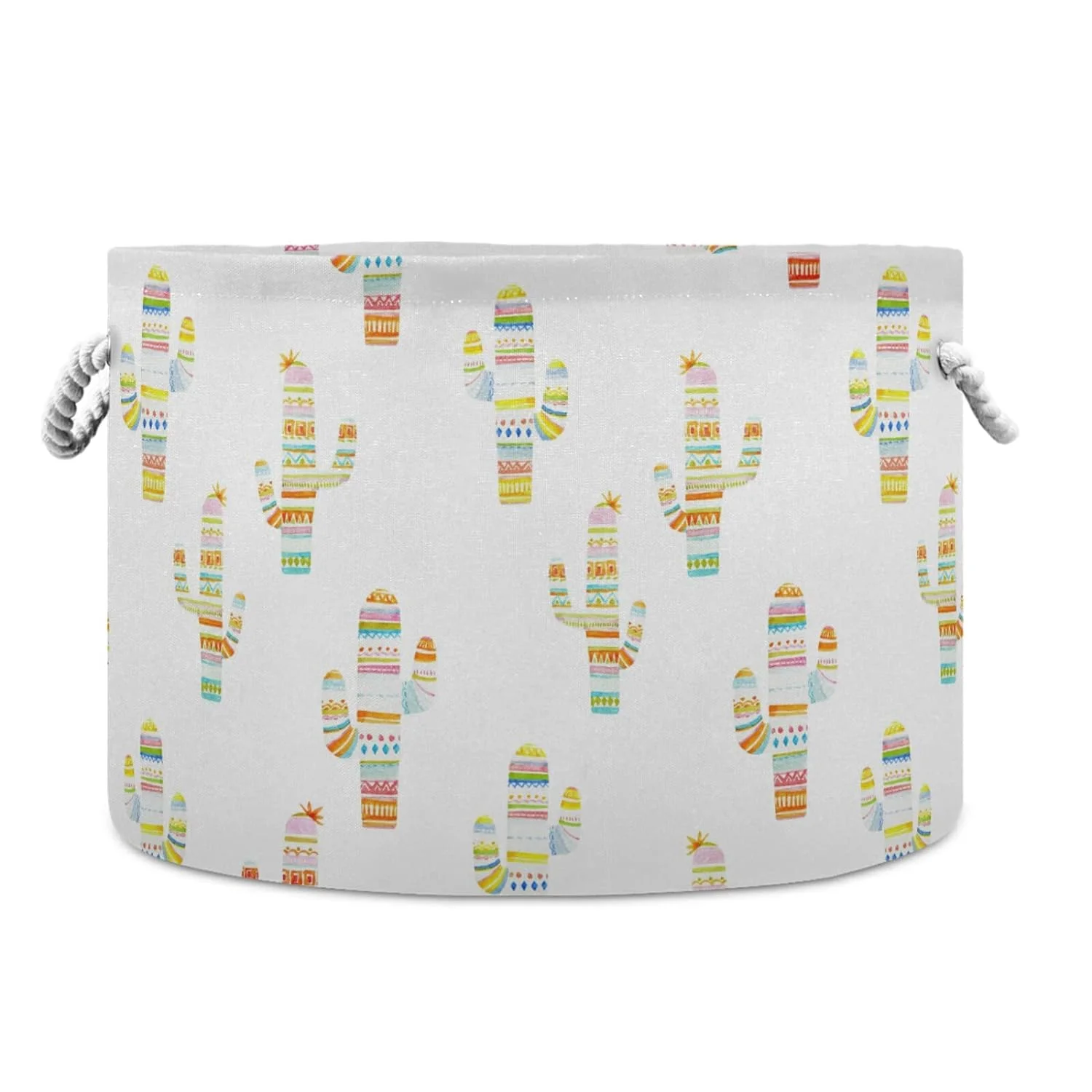 Wellsay Mexican Cactus Cacti Storage Basket Gift Baskets Large Collapsible Laundry Hamper with Handle, 20x20x14 in