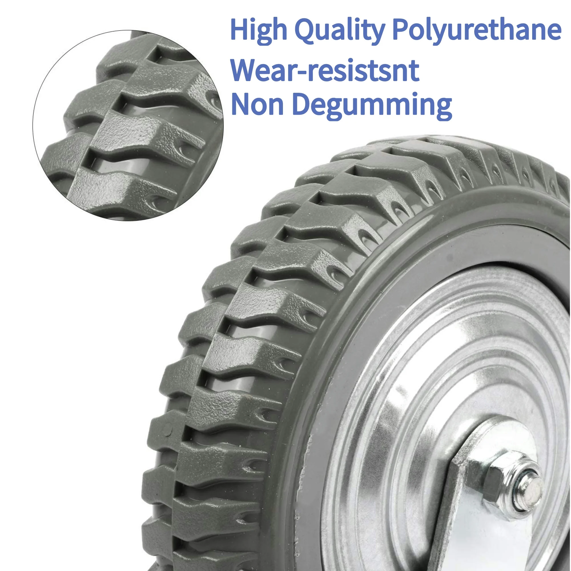 tonchean 4 Pack 8'' Caster Wheels, Heavy Duty Anti-Skid Rubber Swivel Casters with 360° Rotation Ball Bearing Silent Top Plate, Grey