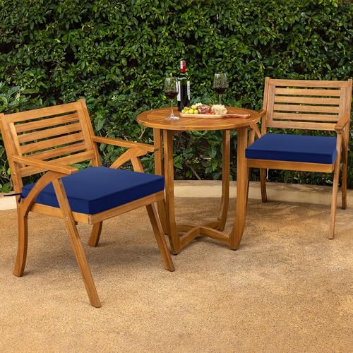 Outdoor Chair Cushions Set of 4: Waterproof & Fade Resistant Seat Cushion for Patio Furniture - 18.5 x 16 x 2 Inch Chair Pads with Ties and Hidden Zipper - Patio Chair Cushion Replacement, Black