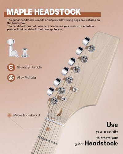 Leo Jaymz DIY Single Cut Electric Guitar Kits with Mahogany Body and Neck - Rosewood Fingerboard and All Components Included (LP Hollow)