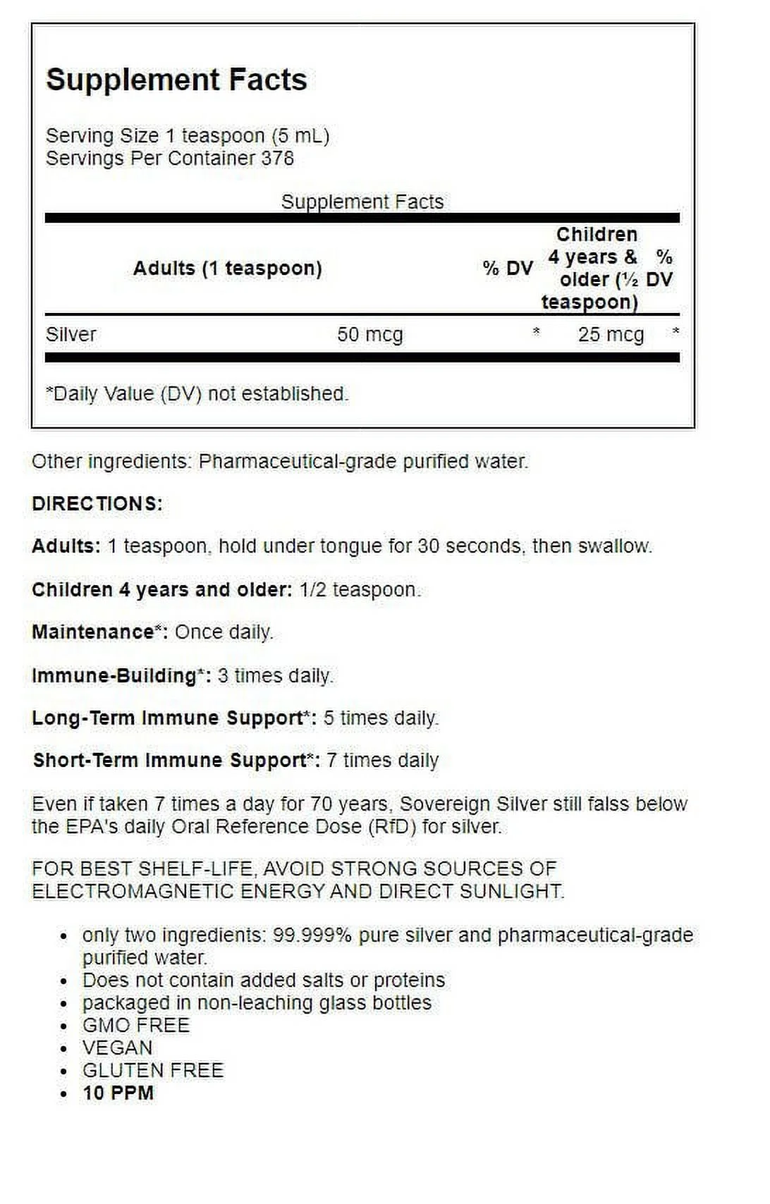 Sovereign Silver Bio-Active Silver Hydrosol 10 Ppm 64 fl oz Liq