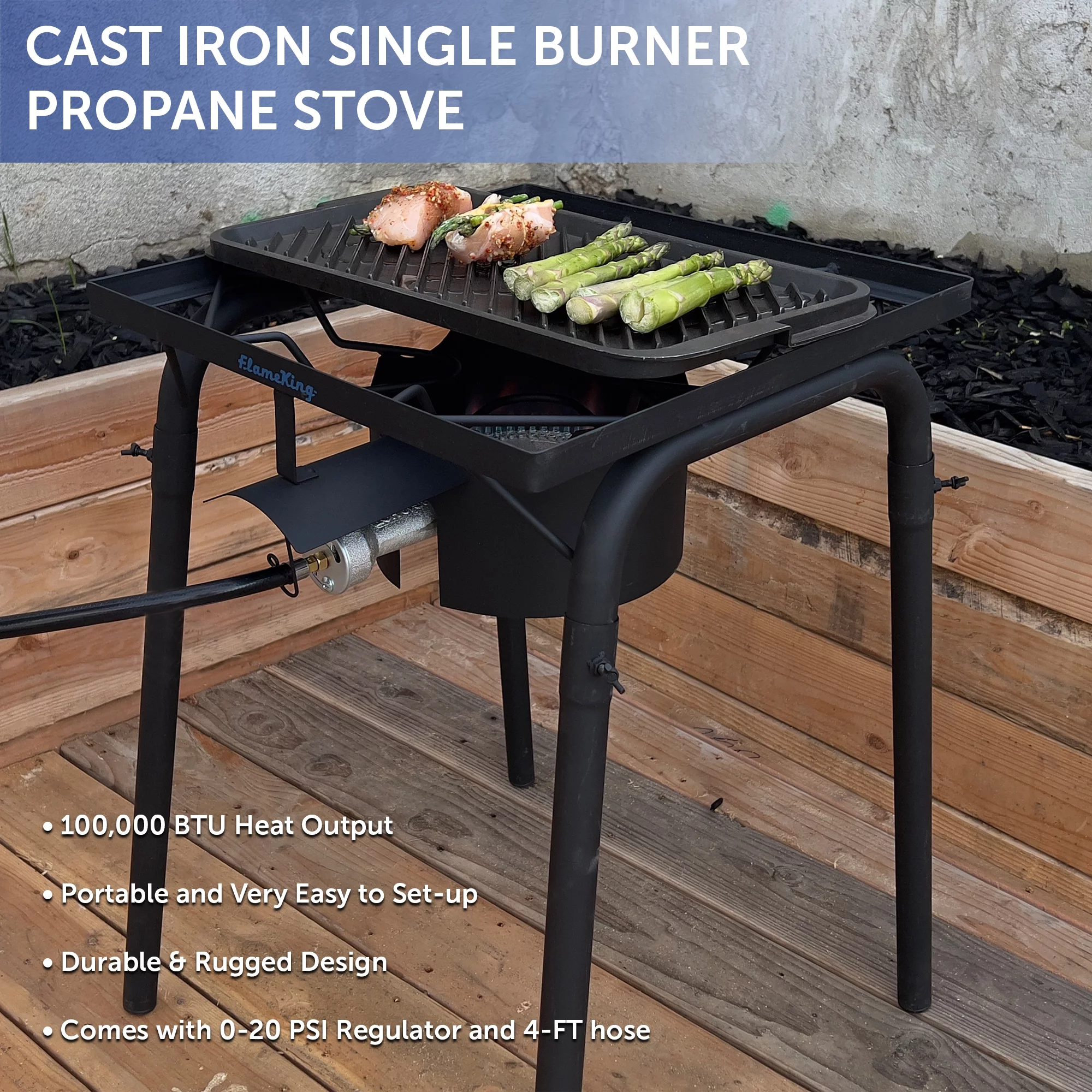 100,000 BTU LP Gas Outdoor Stove Burner with Regulator Hose