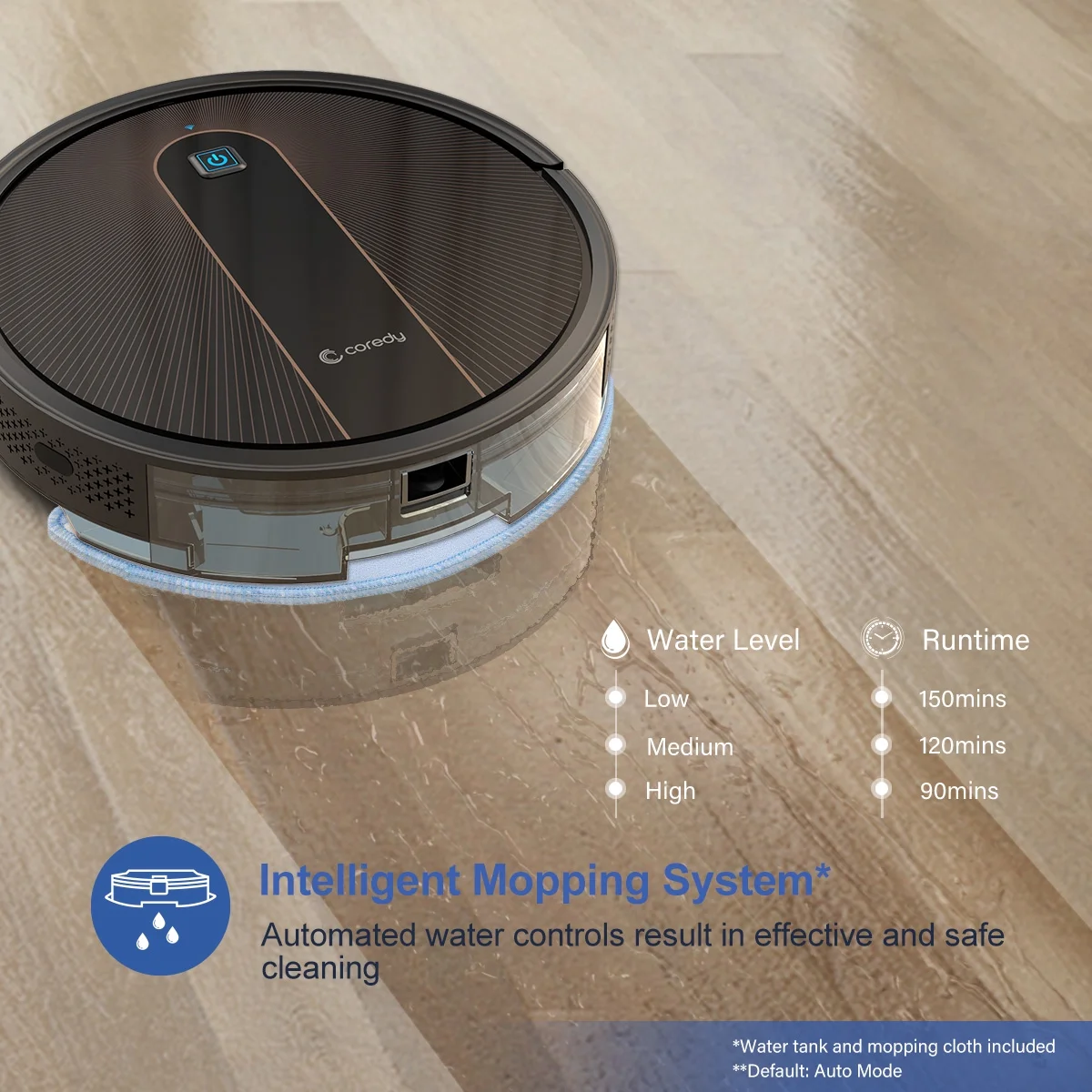 Coredy Robot Vacuum Cleaner and Mop, Compatible with Alexa, Mopping System, Boost Intellect, Virtual Boundary Supported, 2200Pa Suction, Super-Thin, Upgraded Robotic Vacuums, Cleans Hard Floor, R750