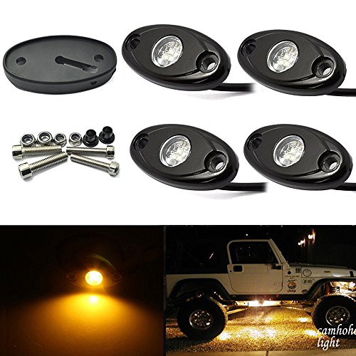 Ricoy 4 Pod LED Rock Lights Kit, Blue Underbody Glow Trail Rig Light Waterproof Underglow LED Neon Lights for Jeep Off Road Trucks Car ATV SUV Vehicle Boat