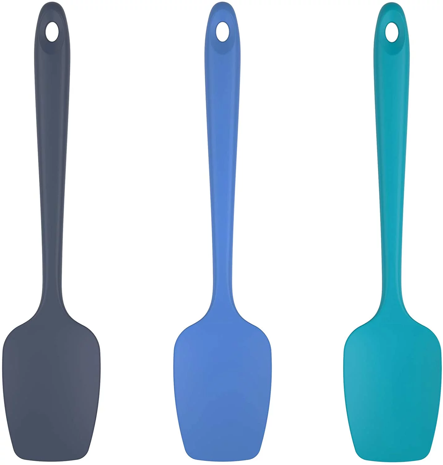 U-Taste 600°F High Heat Resistant Silicone Spoon Spatula Set of 3, BPA-Free Food Grade Kitchen Cooking Baking Mixing One Piece Seamless Flexible Rubber Scraper for Nonstick Cookware (Multicolors)