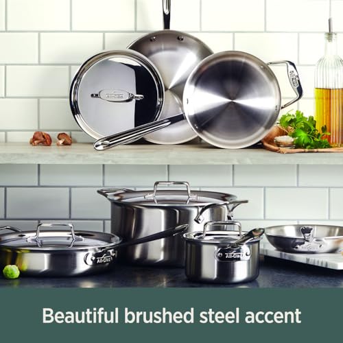 All-Clad D5 5-Ply Stainless Steel Cookware Set 5 Piece Induction Oven Broiler Safe 600F Pots and Pans Silver