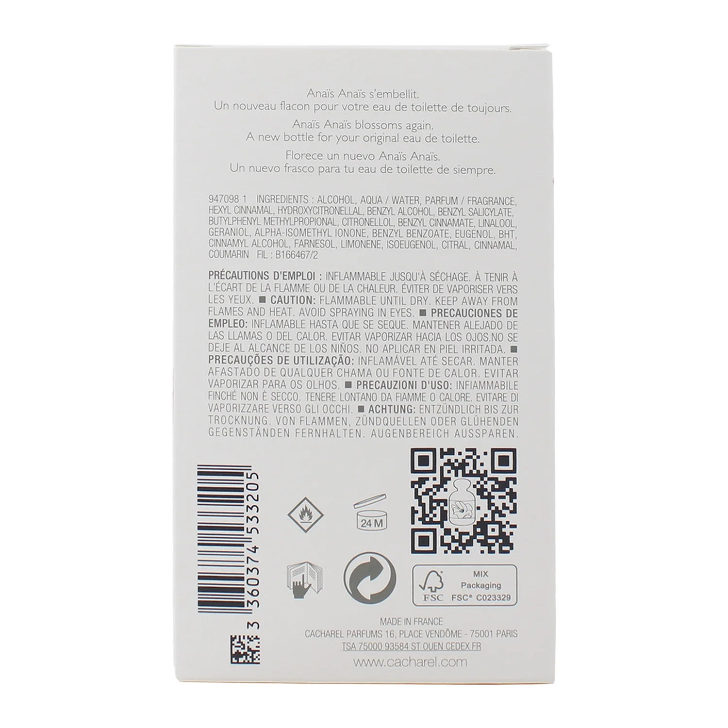 Anais Anais Ladies By Cacharel- EDT Spray