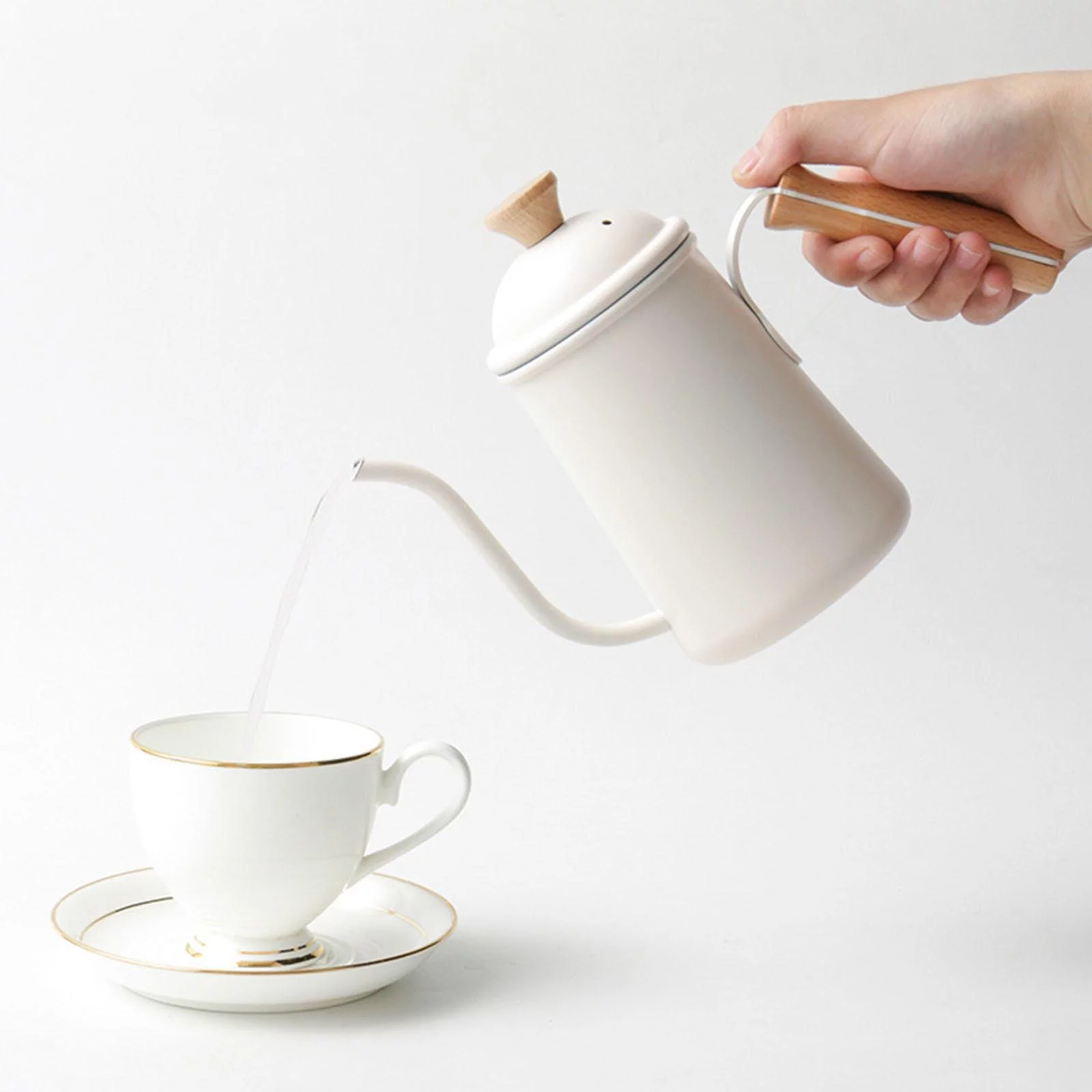 Stainless Steel Gooseneck Kettle Coffee Pot Hand Coffee Maker Drip Kettle Coffee Beige