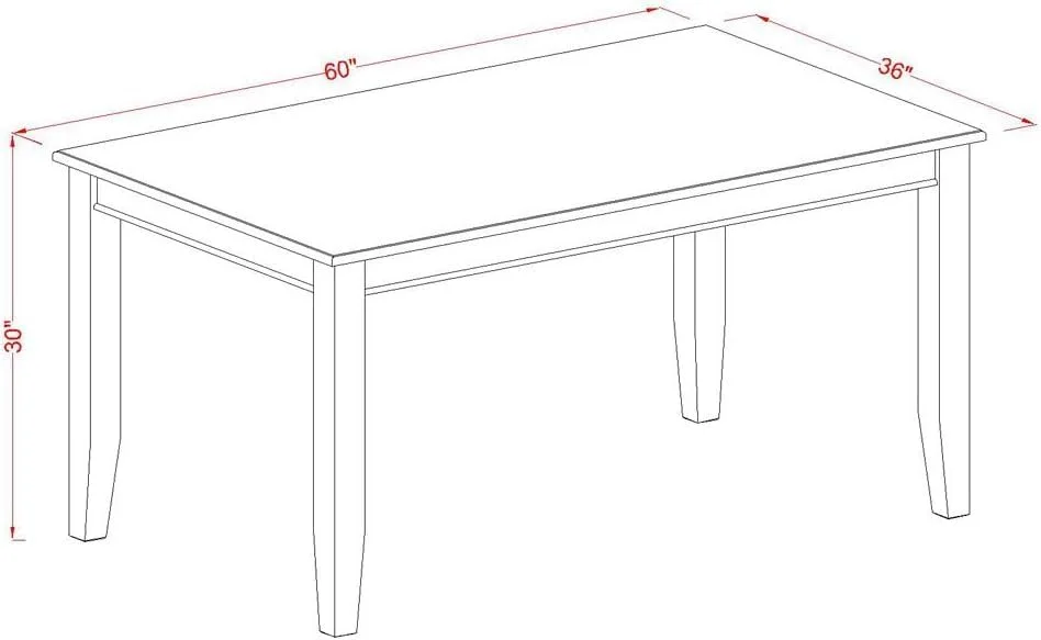 East West Furniture Dudley 60 Inch Rectangular Dining Table