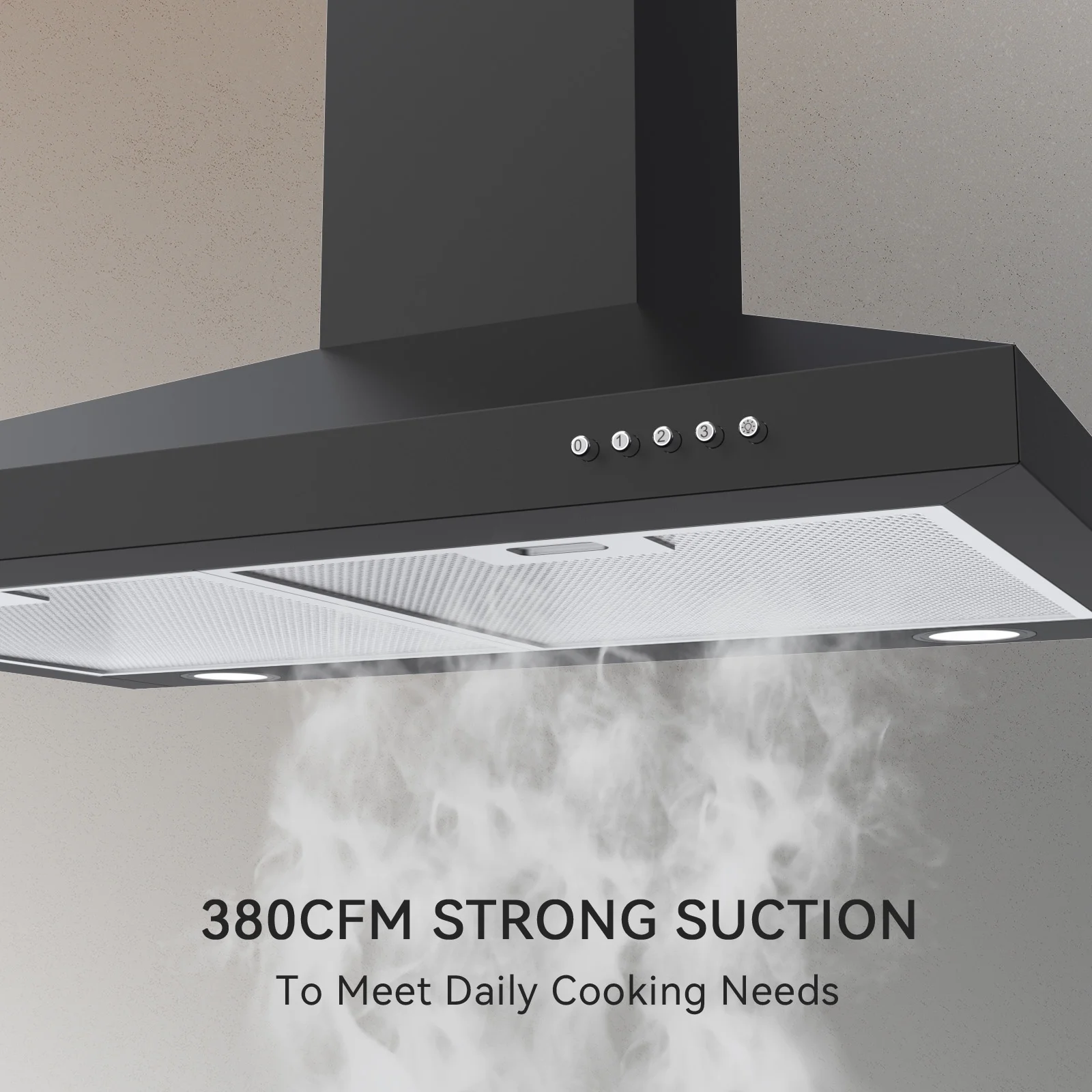 Hermitlux Range Hood 30 inch, Wall Mount Vent Hood for Kitchen with Charcoal Filter.