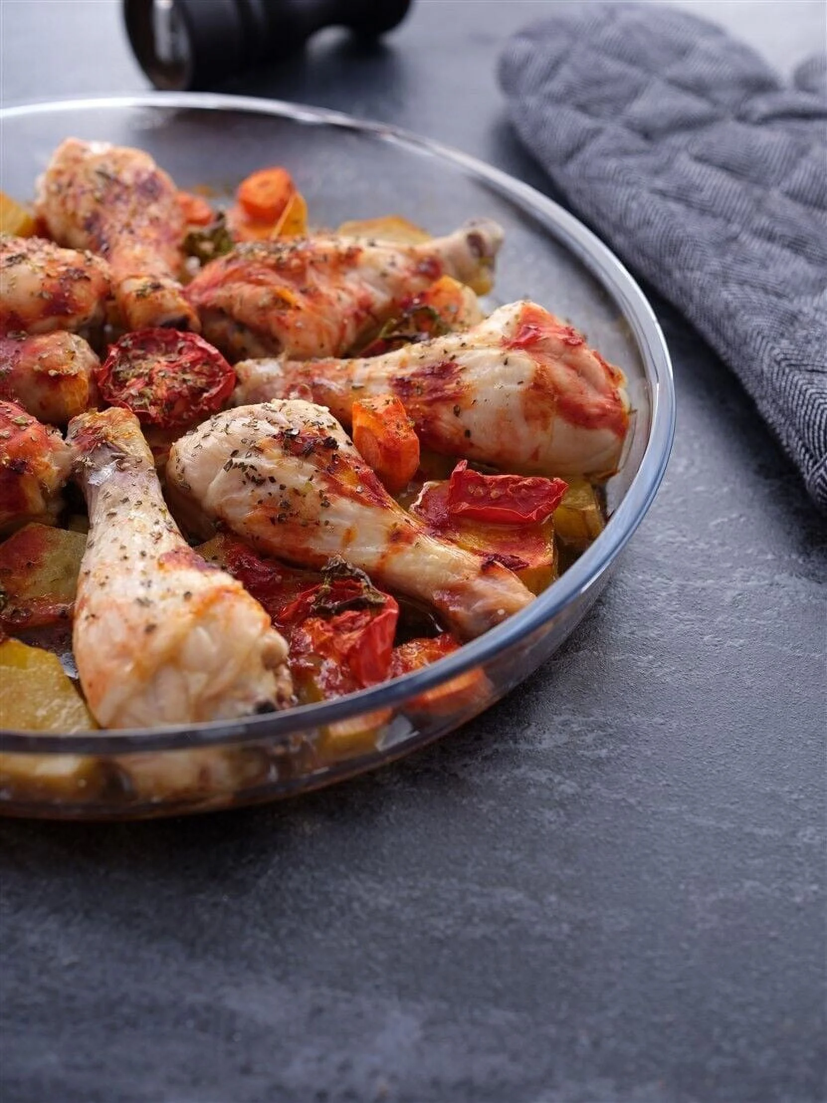 Nily Glass-Set of 2 Large Oven Safe Round Glass Baking Dish(2.1 and 2.9 Quarts)