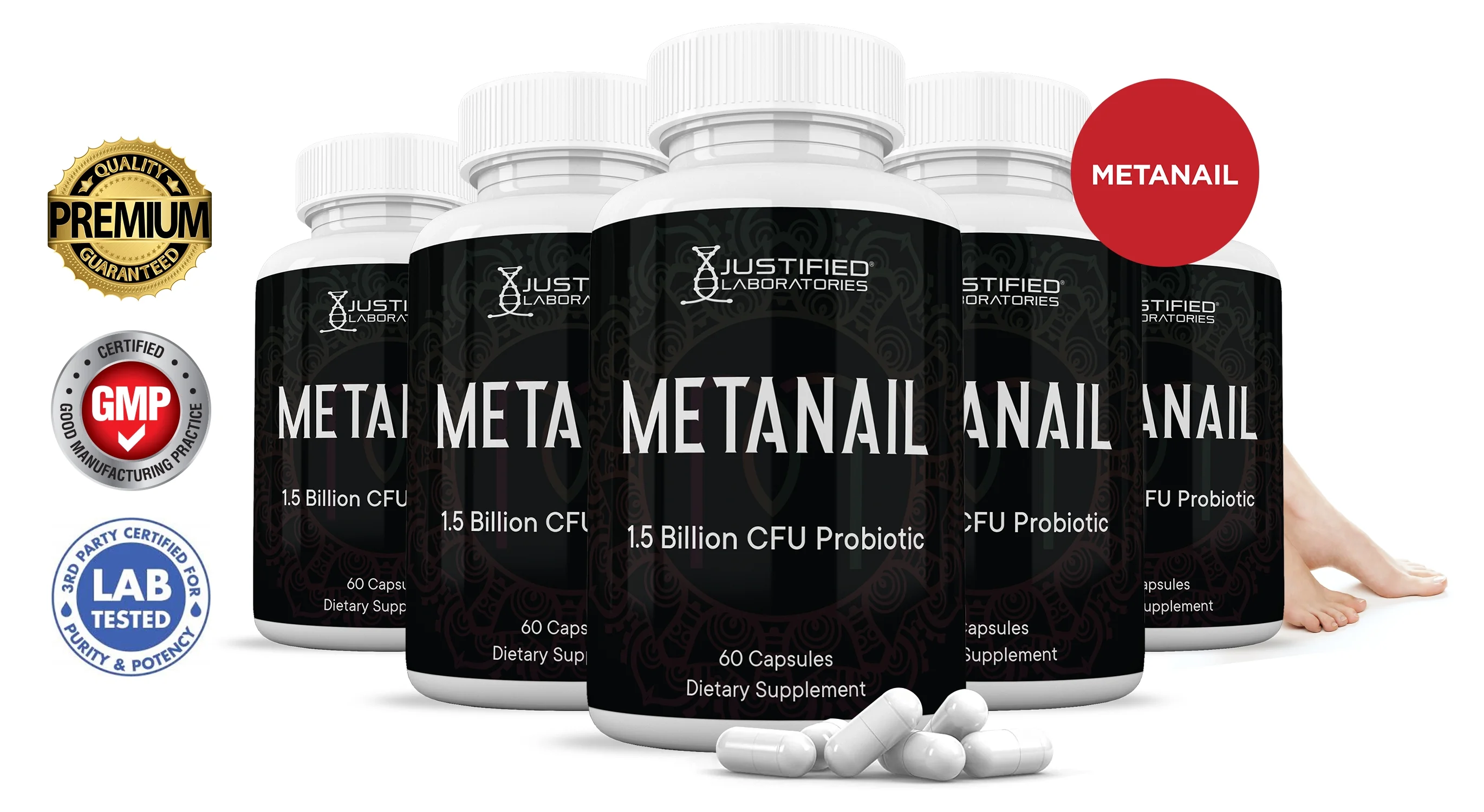 (5 Pack) Metanail 1.5 Billion CFU Probiotic Nail Support 300 Capsules