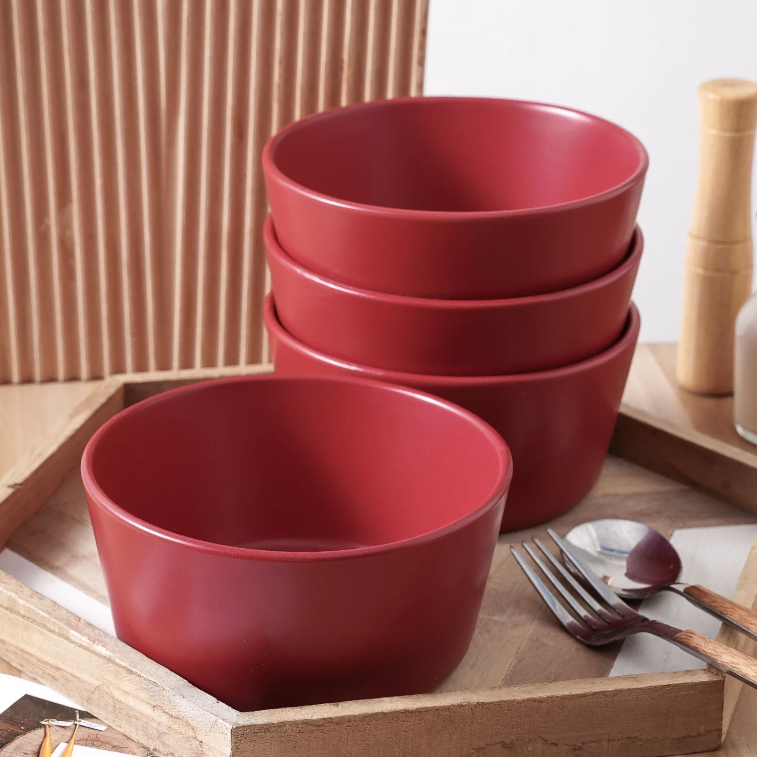 Stone Lain Michelle 32-Piece Dinnerware Set Stoneware, Red
