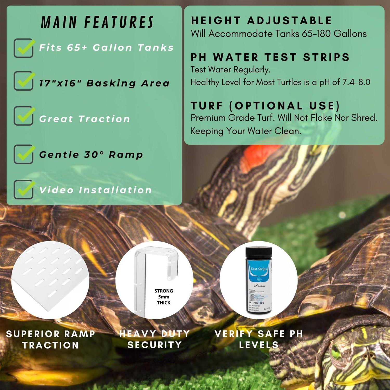 Extra Large Wide Hanging Turtle Basking Platform 17x16 Aquatic Reptile Ramp Dock with Foot Grips - Pet Supplies online store