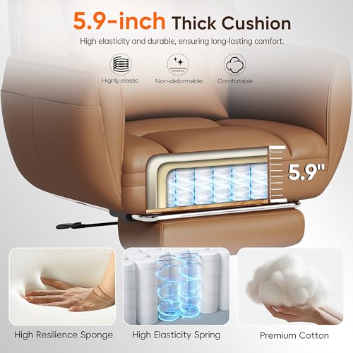 GABRYLLY Ergonomic Chair with Footrest – Wide Cross Legged Chair with Reversible Armrests, 120°Tilt, Heavy-Duty Base, Big and Tall Executive Chair Plus, Brown, GY82766