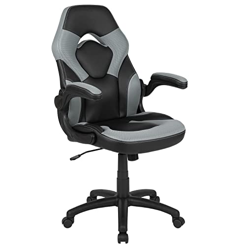 Flash Furniture X10 High-Back LeatherSoft Racing Style Gaming Chair with Flip-Up Arms, Ergonomic Padded Swivel Computer Chair, Blue/Black