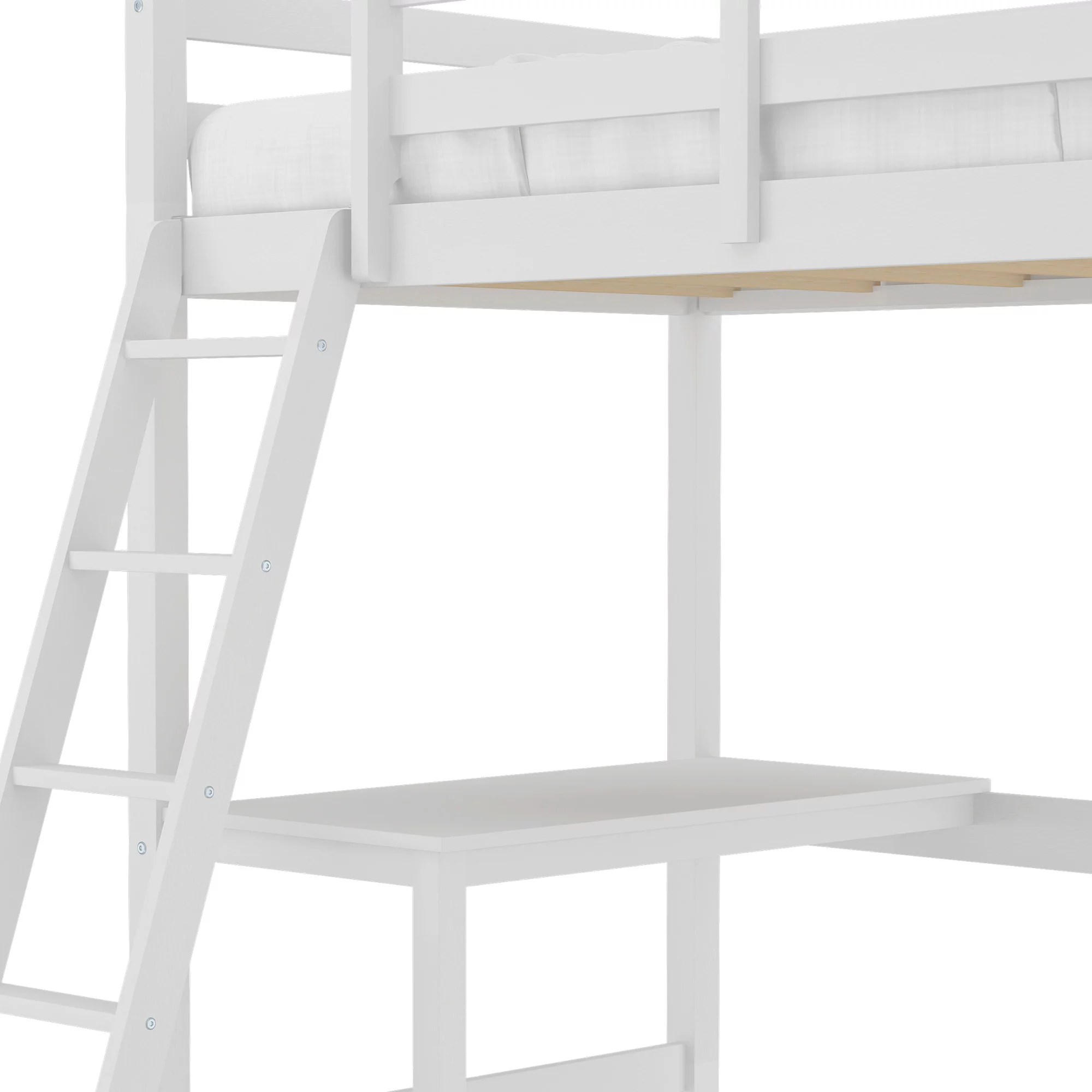 Hillsdale Campbell Wood Twin Loft Bunk Bed with Desk, White