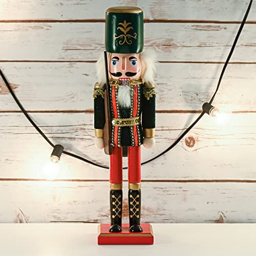 Ornativity Christmas Toy Soldier Nutcracker – Red and Black Wooden Nutcracker Soldier with a Rifle Gun Xmas Themed Holiday Nut Cracker Doll Figure Decorations 15