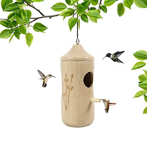 2023 New Wooden Hummingbird House for Outside Hanging 4.7Inch Hummingbird Nest Hummingbird Nesting Material for Hummingbird Finch Houses B