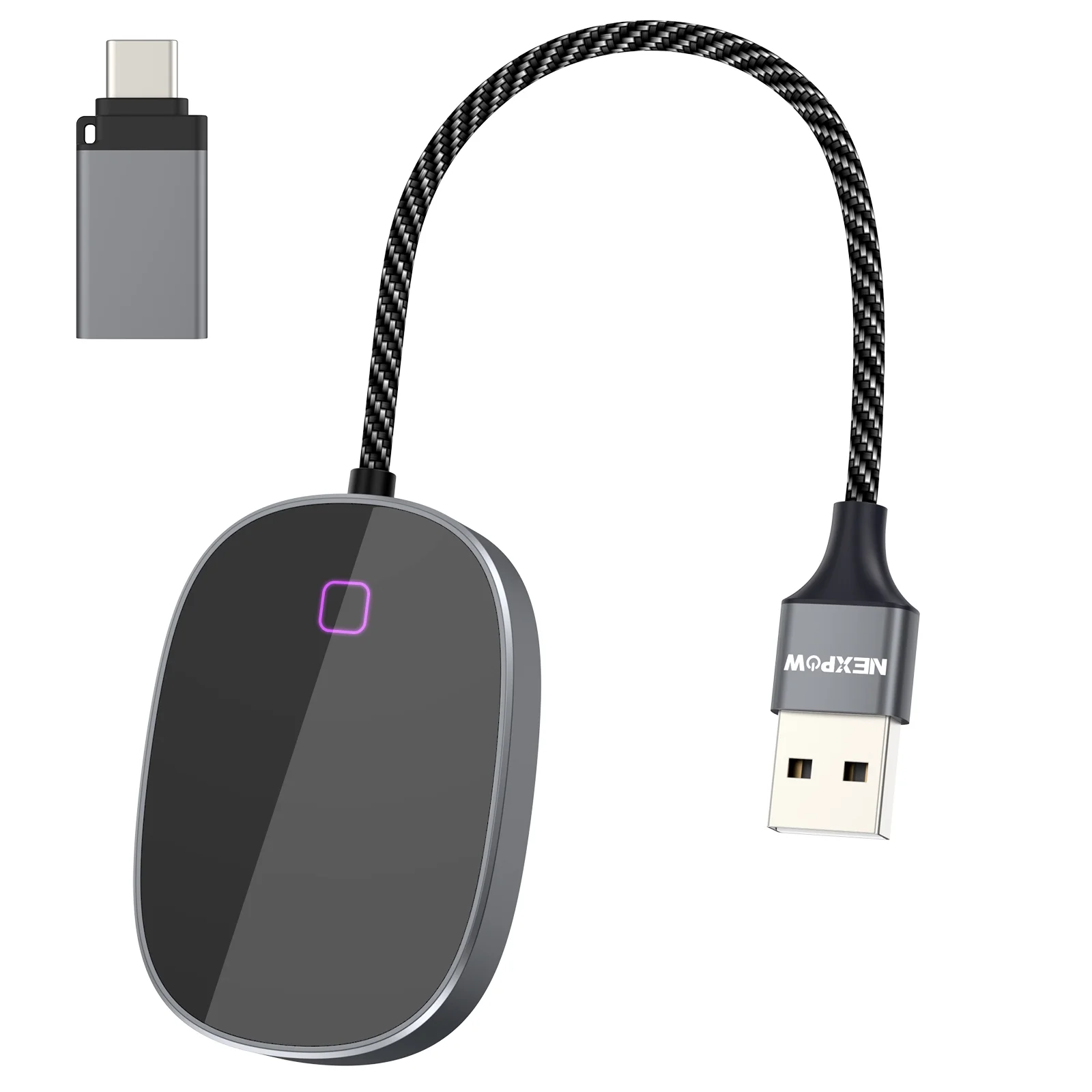 NEXPOW 2 in 1 Wireless CarPlay Apple CarPlay & Android Auto Car Adapter, WiFi Bluetooth Dual Connect Wireless Adapter,Plug & Play Dongle-for Cars  with Wired Apple CarPlay-Grey