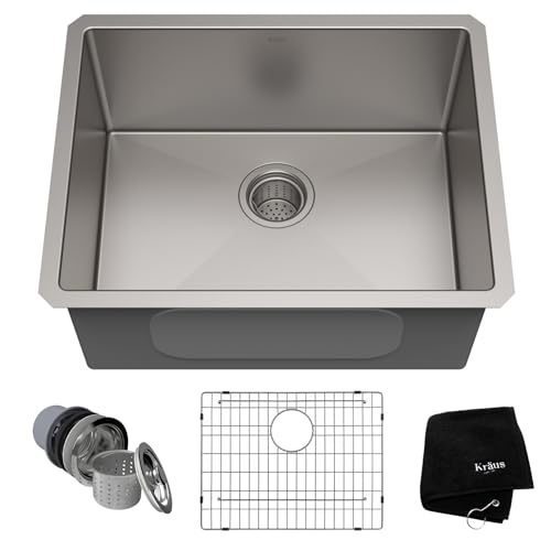 Kraus KHU101-24L Standart PRO 24-inch Undermount 16 Gauge Single Bowl Laundry and Utility Sink, 24 Inch, Tight Radius