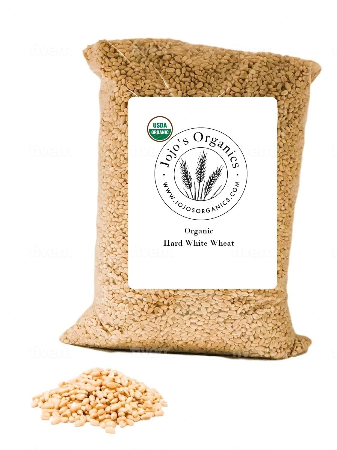 Jojo's Organics Hard White Wheat Berries Certified Organic NON GMO | Bulk Grains 5 lbs100% Product of USA