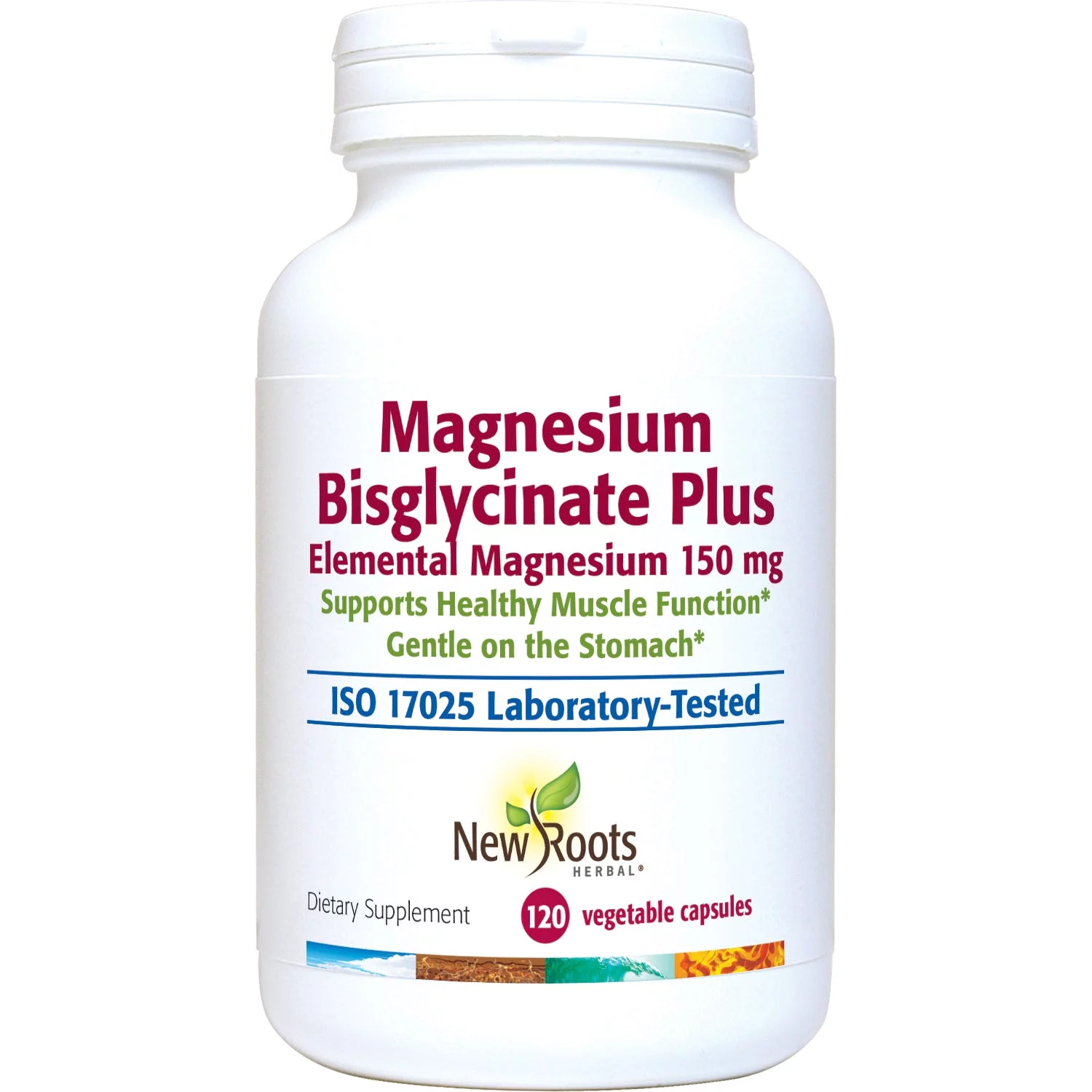 New Roots Herbal - Magnesium Bisglycinate Plus, 120 Capsules - 150 mg Elemental Magnesium per Capsule Supports Healthy Muscle Function · Gentle on The Stomach