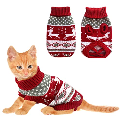 Vehomy Dog Christmas Sweaters Pet Winter Knitwear Xmas Clothes Classic Warm Coats Reindeer Snowflake Argyle Sweater for Kitty Puppy Cat-M