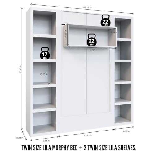 Oakland Living Easy-Lift Queen Murphy Wall Bed in Brown Wood Grain with Two Bookshelves