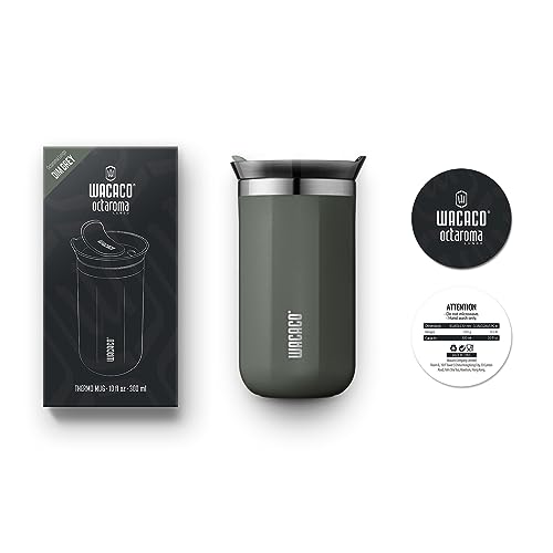 WACACO Octaroma Classico Vacuum Insulated Coffee Mug, Double-wall Stainless Steel Travel Tumbler With Drinking Lid, 6 fl oz (180ml), Carmine Red