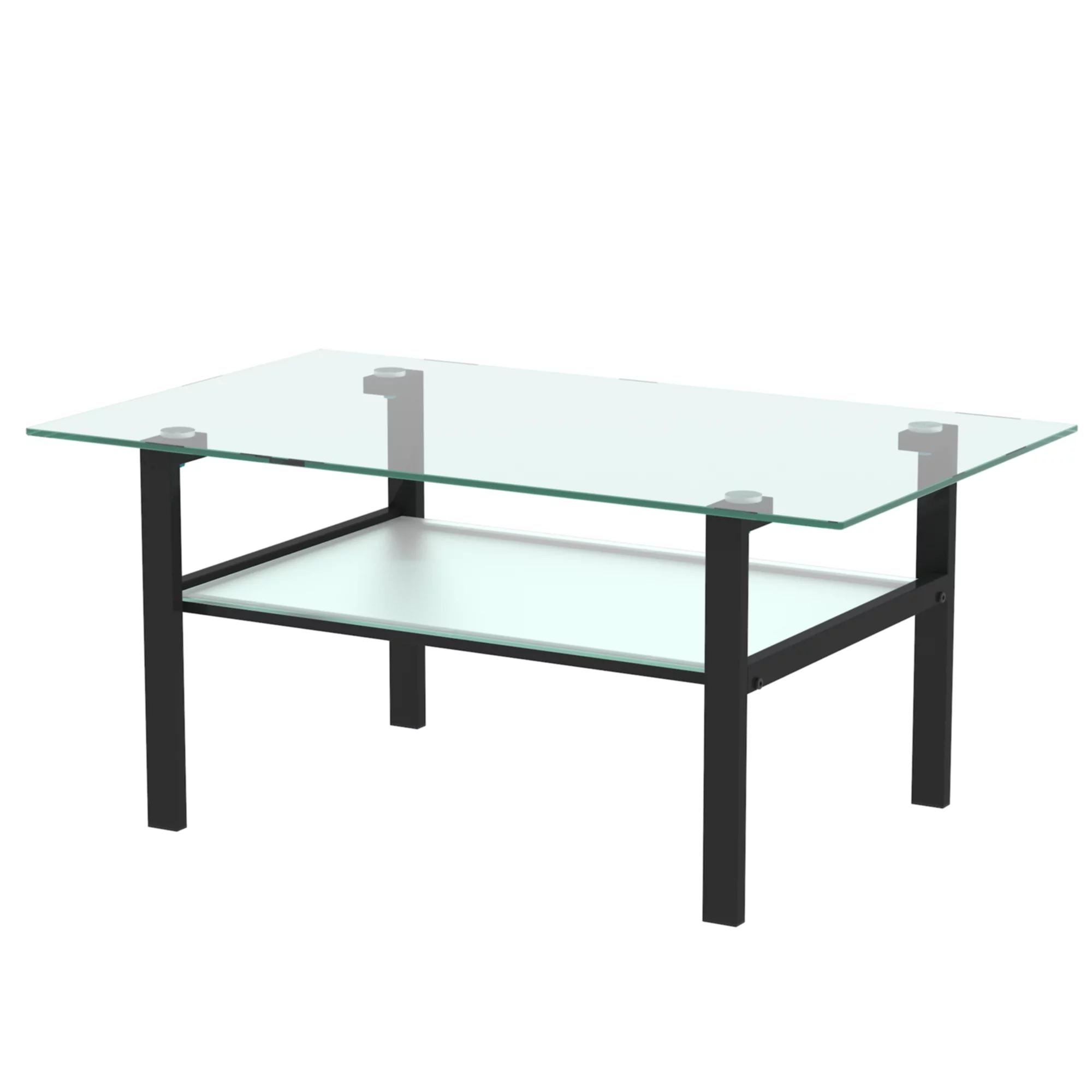 FOAUUH Transparent glass black coffee table, modern simple, living room coffee table, side center table