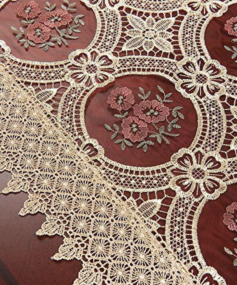 Simhomsen Vintage Gold Burgundy Lace Table Runner Dresser Scarves Embroidered Floral 16 脙炉脗驴脗陆 72 Inch