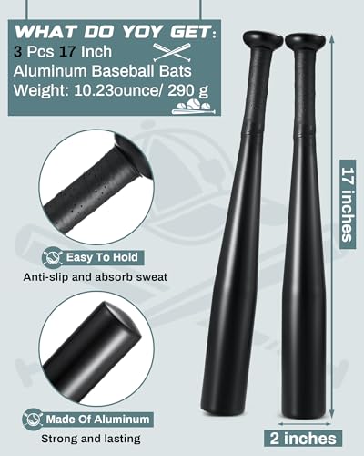 3 Pcs Aluminum Baseball Bat 17-inch One Hand Metal Training Bat for Home Car Self Defense Baseball Practice DIY Craft Truck Tire Checker