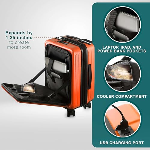 22 Inch Carry On Luggage 22x14x9 Airline Approved, Carry On Suitcase with Wheels, Hard-shell Carry-on Luggage, Durable Luggage Carry-On, Black Small Suitcase with Cosmetic Case