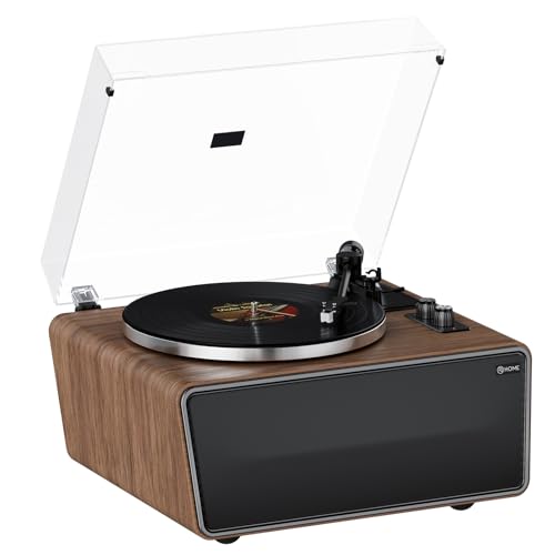 All in One Vinyl Record Player,Bluetooth Turntable Built in 4 Stereo Speakers Phono Preamp,High Fidelity Turntables for Vinyl Records with Magnetic Cartridge AT-3600L MM,Belt Drive 2-Speed,33/45 RPM
