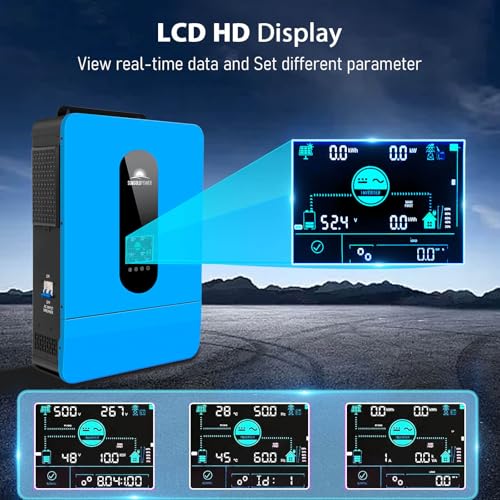 SUNGOLDPOWER 8000W 48V Solar Inverter, Built-in 2 MPPT Solar Controllers, Max 200A Battery Charging, AC Input/Output 120V/240V(settable),Pure Sine Wave Inverter UL1741(WiFi and BMS COMM)