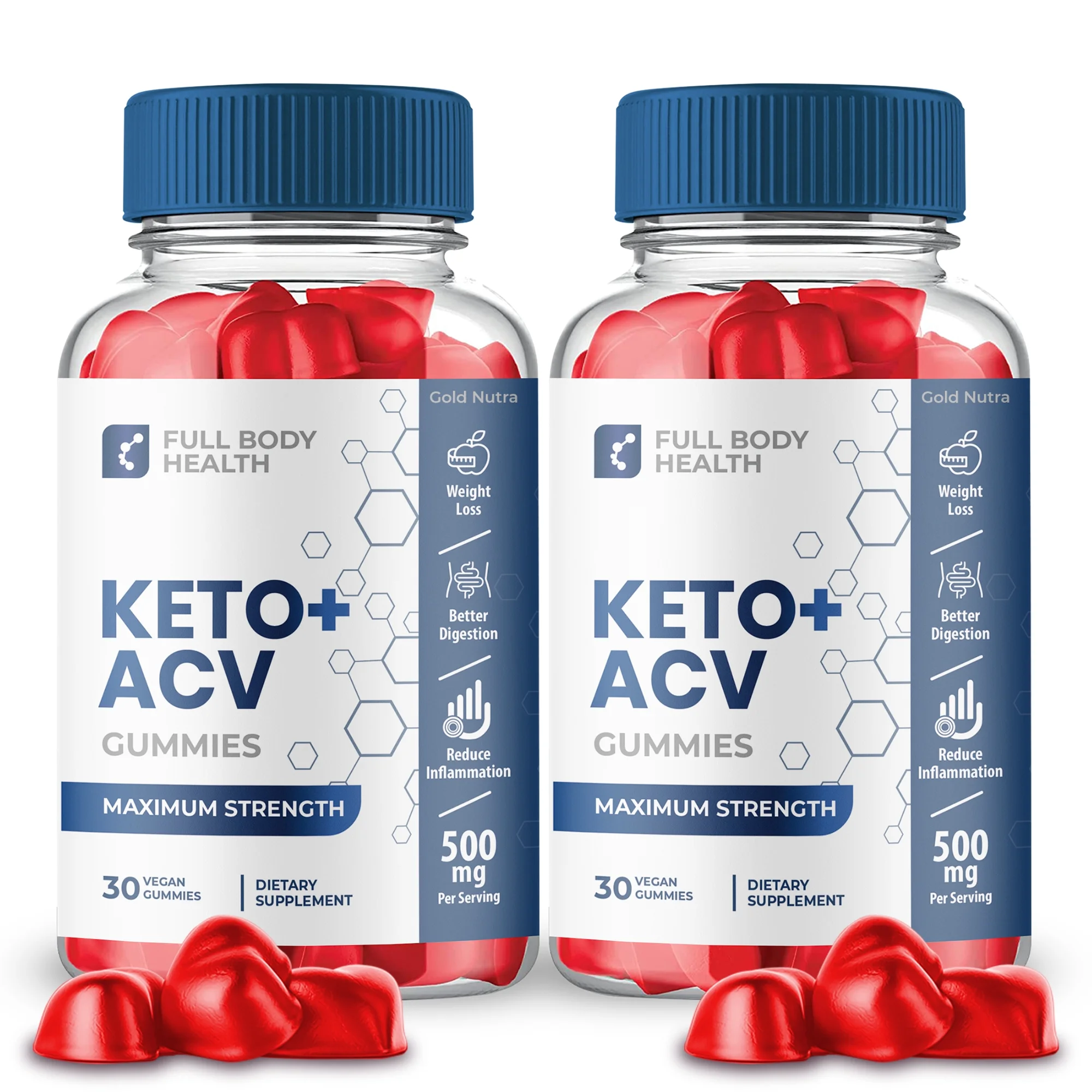 Full Body Health Keto ACV Gummies, Full Body Health Keto Plus ACV, Advanced Dietary Supplement (2 Bottles)