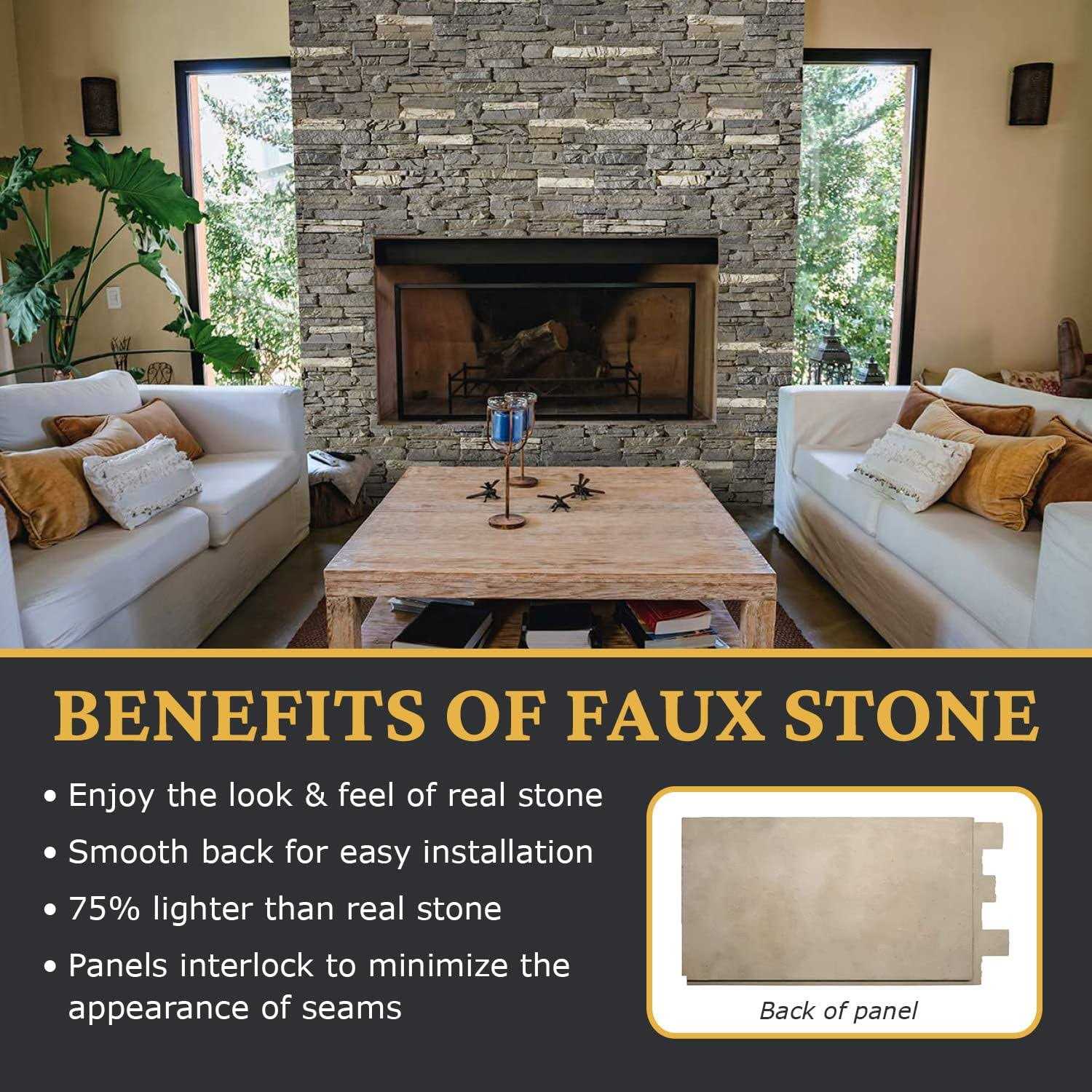 AZ Faux Faux Stacked Stone 3D Textured Wall Panel Sample Sedona 8 inchL x 8 inchH