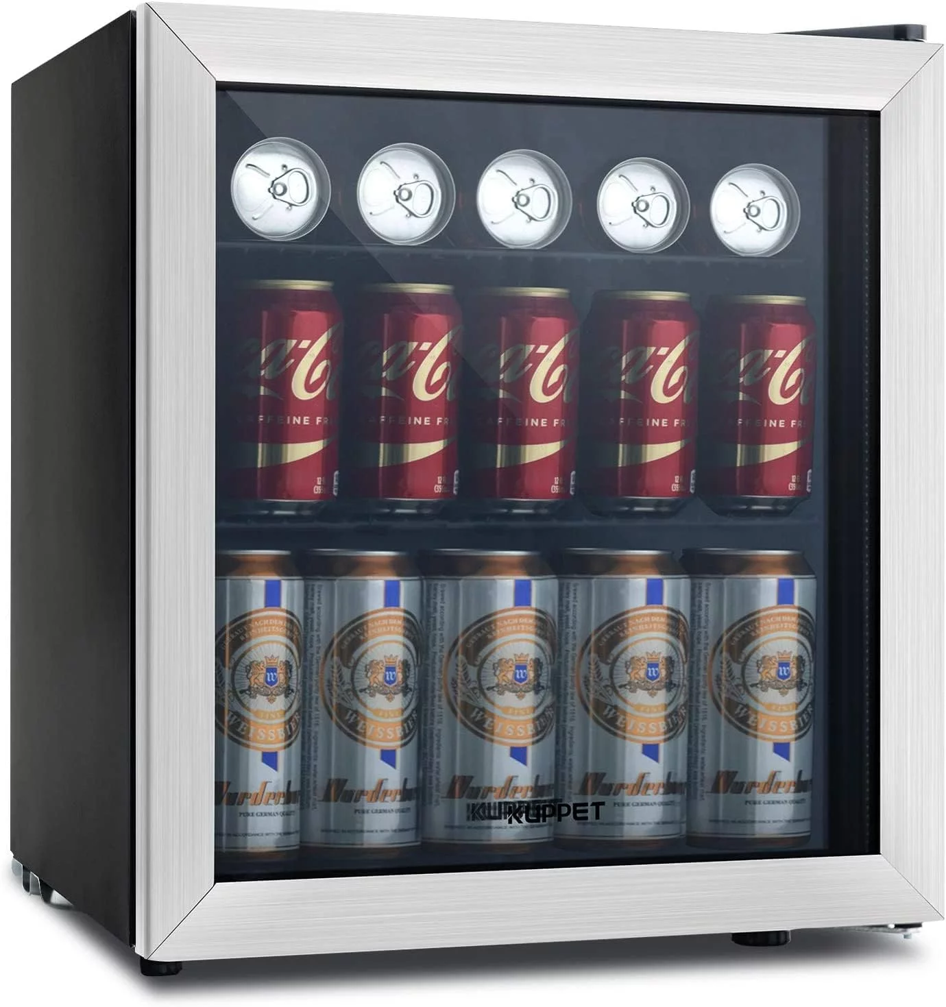 Muhub 70 Can Beverage Refrigerator, 1.6 Cu.ft, Glass Door, Ideal for Home, Office or Bar