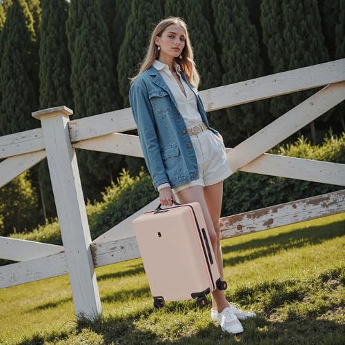 LEVEL8 Hard Shell Carry on Luggage Airline Approved, Carry-on Suitcases with Wheels, Lightweight Luminous Textured Hardside Travel Bag with Tsa Lock, 20 Inch, Black