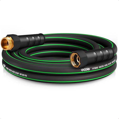 Heavy Duty Garden Hose 25ft, NON-EXPANDABLE Flexible Water Hose, Kink Resistant Lightweight Hybrid Hose, Leakproof Hose Male to Female Fittings